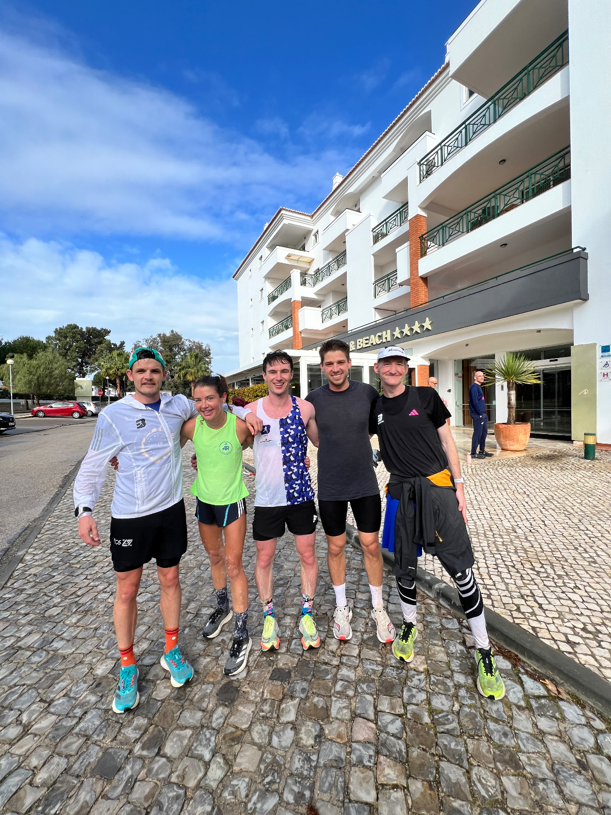 {"caption":"Group image in front of hotel ","uploader":"Uploaded by: Matt, Athlete | middle distance | Marathon from United kingdom"}